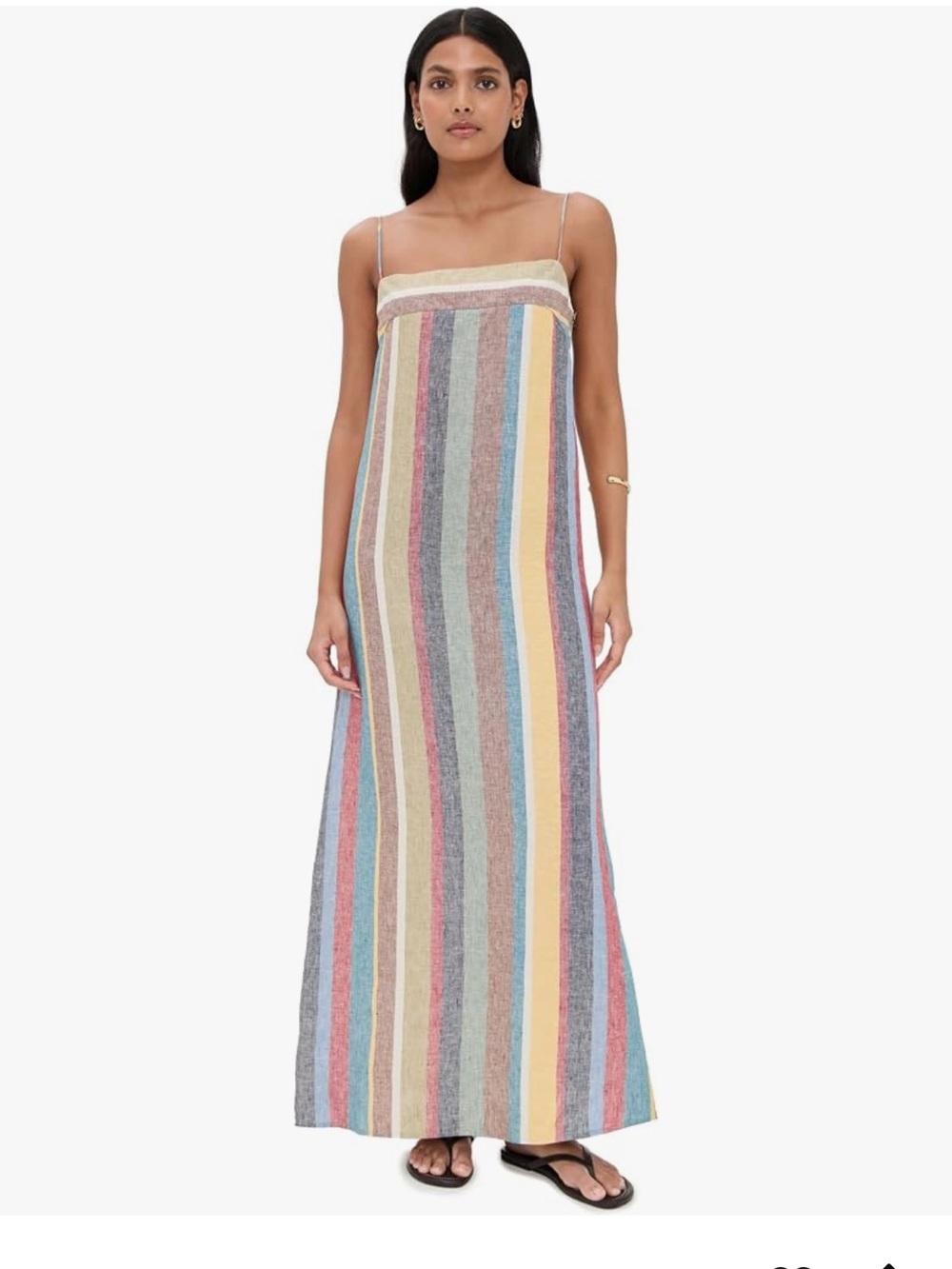 Magaschoni Linen-Blend Spaghetti Strap Maxi Dress,